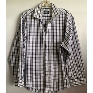 Alfani Men's Checkered Performance Dress Shirt Long Sleeve Multicolor Casual XL